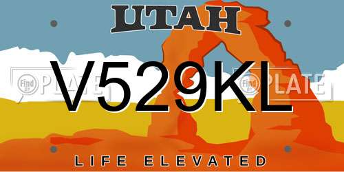 V529KL Utah License Plate