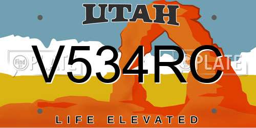 V534RC Utah License Plate