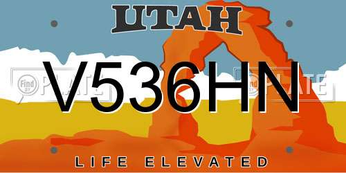 V536HN Utah License Plate