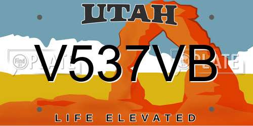V537VB Utah License Plate