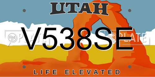 V538SE Utah License Plate