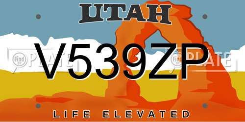 V539ZP Utah License Plate