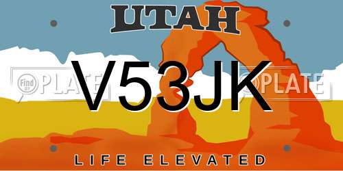 V53JK Utah License Plate