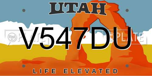 V547DU Utah License Plate