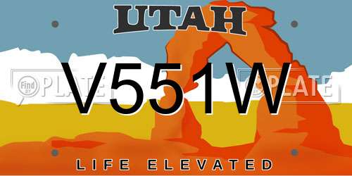 V551W Utah License Plate
