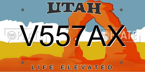 V557AX Utah License Plate