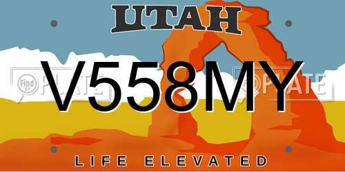 V558MY Utah License Plate