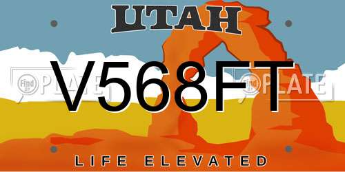 V568FT Utah License Plate