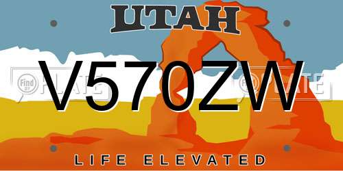 V570ZW Utah License Plate
