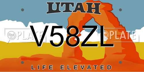 V58ZL Utah License Plate