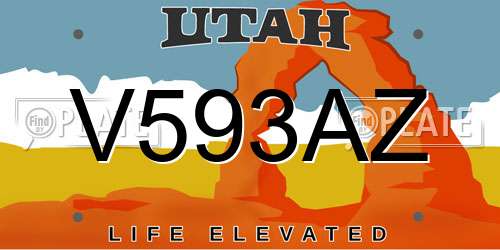 V593AZ Utah License Plate
