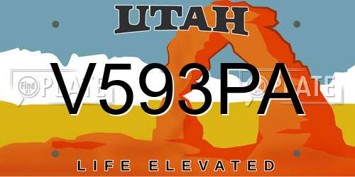 V593PA Utah License Plate