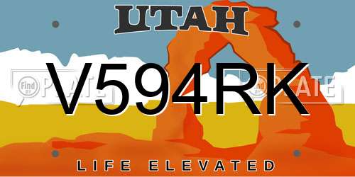 V594RK Utah License Plate
