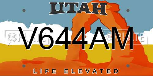 V644AM Utah License Plate