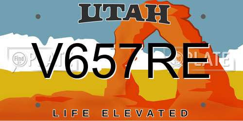 V657RE Utah License Plate