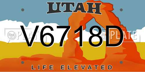V6718D Utah License Plate