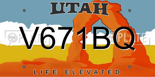 V671BQ Utah License Plate