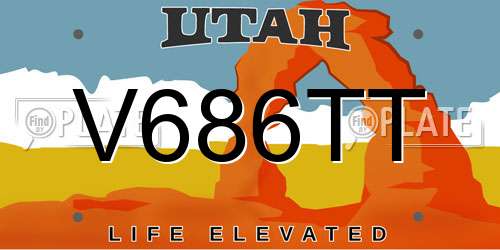 V686TT Utah License Plate