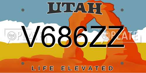 V686ZZ Utah License Plate