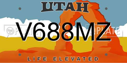 V688MZ Utah License Plate