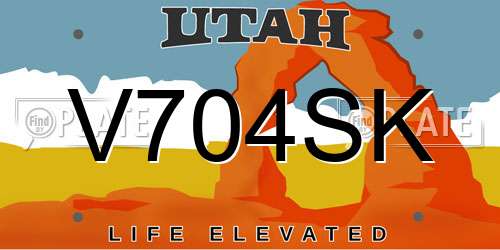 V704SK Utah License Plate