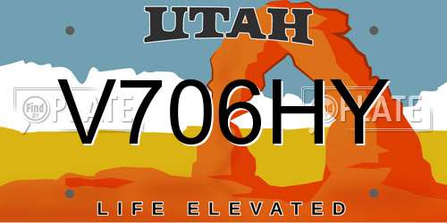 V706HY Utah License Plate