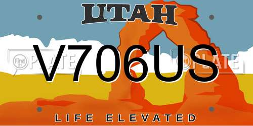 V706US Utah License Plate