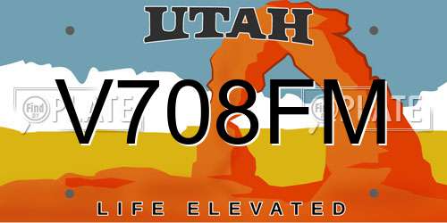 V708FM Utah License Plate