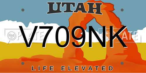 V709NK Utah License Plate