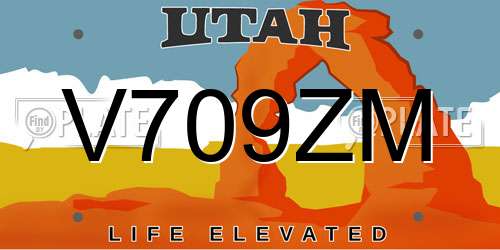 V709ZM Utah License Plate