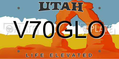 V70GLO Utah License Plate