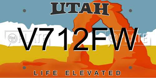 V712FW Utah License Plate