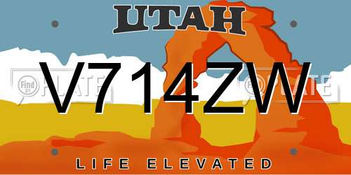 V714ZW Utah License Plate