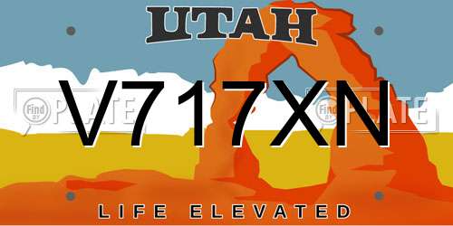 V717XN Utah License Plate