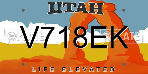 V718EK Utah License Plate