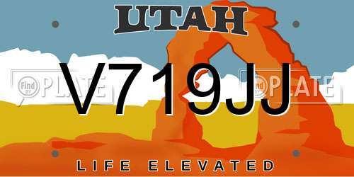 V719JJ Utah License Plate