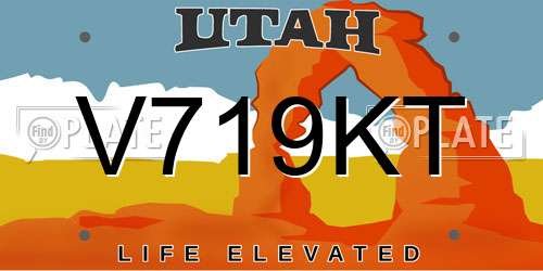 V719KT Utah License Plate