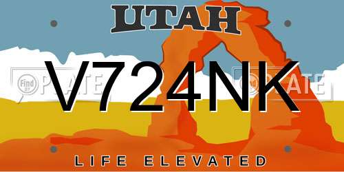 V724NK Utah License Plate