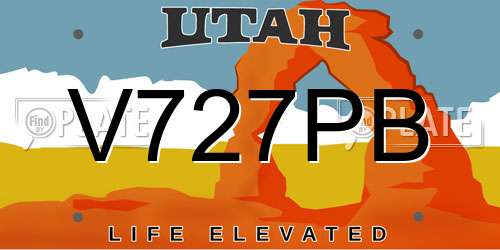 V727PB Utah License Plate