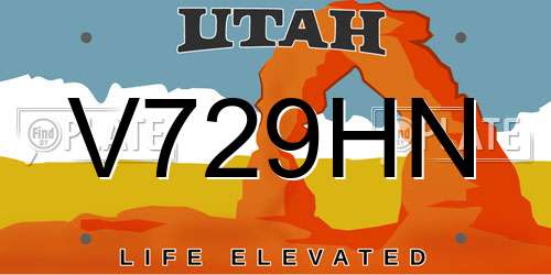 V729HN Utah License Plate
