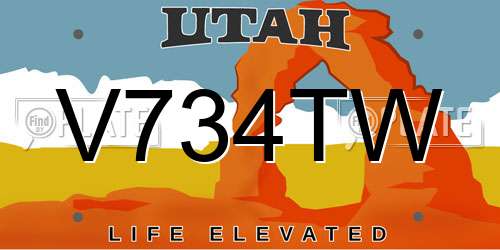 V734TW Utah License Plate