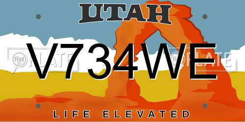 V734WE Utah License Plate