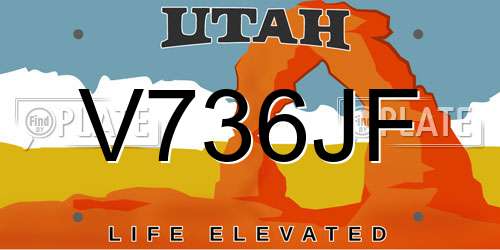 V736JF Utah License Plate