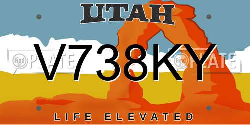 V738KY Utah License Plate
