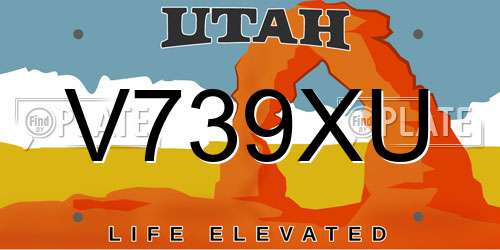 V739XU Utah License Plate