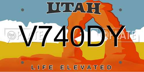 V740DY Utah License Plate