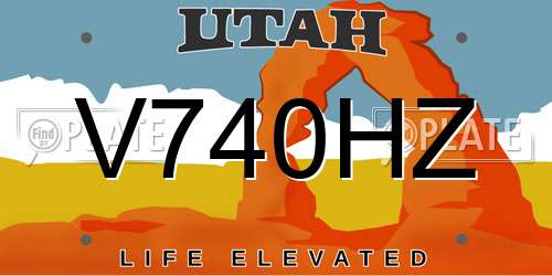 V740HZ Utah License Plate