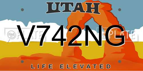 V742NG Utah License Plate