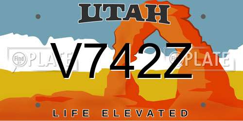 V742Z Utah License Plate