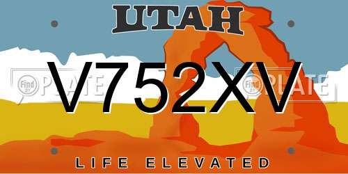 V752XV Utah License Plate